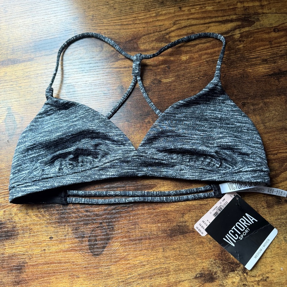 Victoria's Secret Sport Gray Marled Strappy Bralette